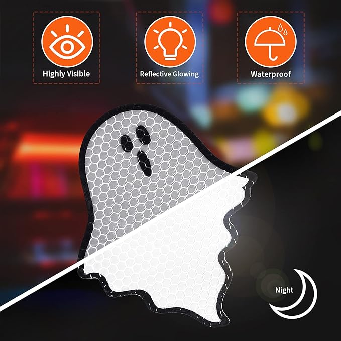 Chinco 18 Pcs Halloween Ghost Car Magnets Reflective Ghost Boo Refrigerator Automotive Magnet Stickers Cute Holiday Fridge Garage Door Decorations Holiday Waterproof Magnetic Decals