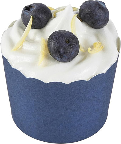 Panificio 3 Ounce Cupcake Wrappers, 200 Scalloped Baking Cups - Oven-Ready, Greaseproof, Midnight Blue Paper Cupcake Liners, Disposable, For Birthdays, Baby Showers, Or Weddings - Restaurantware