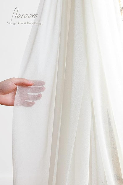 Floroom Wedding Arch Draping Fabric 2 Panels 20Ft Ivory Chiffon Fabric Drapes Arbor Drapery Wedding Ceremony Reception Swag Decorations