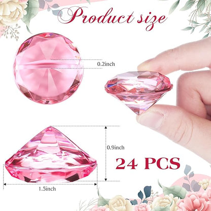 Boao 24 Pack Diamond Place Card Holders Acrylic Table Number Holder Card Stands Crystal Diamond Party Decorations Favor for Weddings Home Table(Pink)
