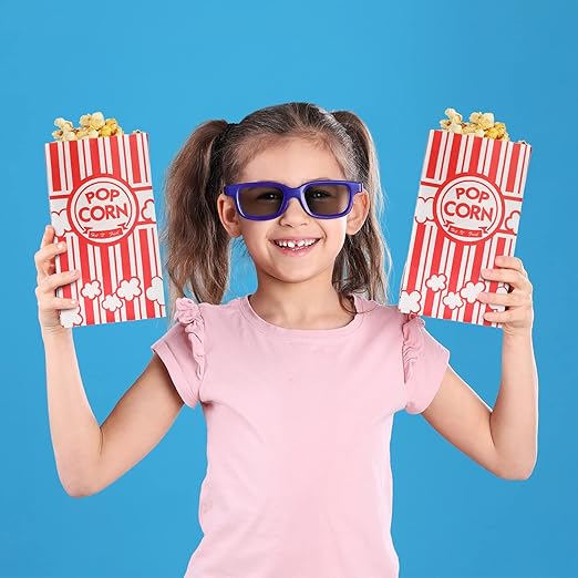 500 Pcs Paper Popcorn Bags Bulk 2 oz Large Flat Bottom Boxes Red and White Disposable Container Sleeve Movie Night Popcorn Bucket for Retro Movie Themed Party Carnival Supplies (Red and White)