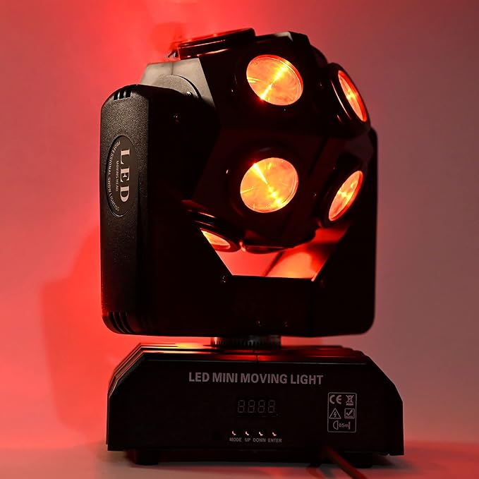 Moving Head DJ Light Party RGBW LED Beam Lights DMX 512 Strobe Light with Sound Activated 360°Rotation Stage Lighting Equipment for Events DJ KTV Disco Wedding Concert Festival