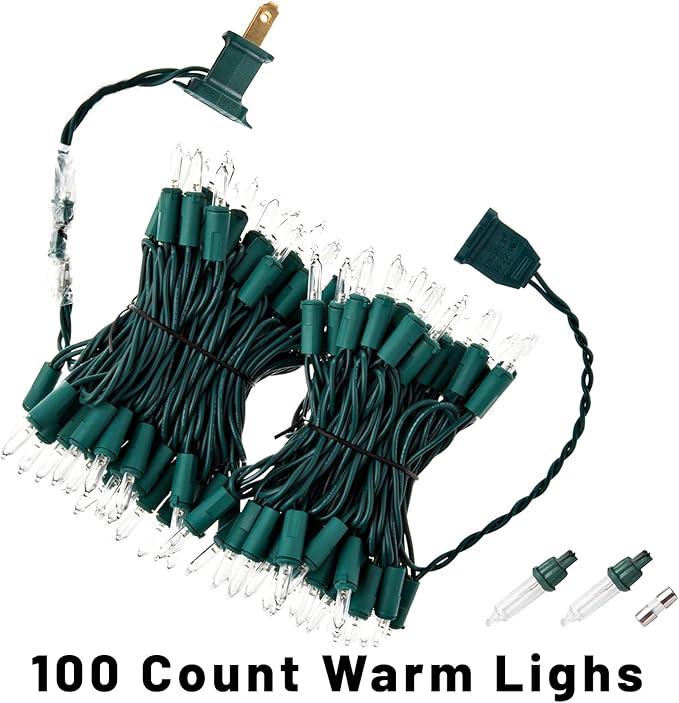 Christmas Lights for Tree 20Ft 100 Count Mini Lights Green Wire Christmas Tree Lights Waterproof Incandescent Bulb for Indoor Outdoor Xmas Holiday Wedding Home Party Decorations Clear