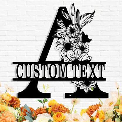 Custom Metal Name Sign, Personalized Family Last Name Signs for Home, Split Letter Monogram Wall Art Decor, Customized Metal Signs for Outdoor, Personalized Wedding Housewarming Gift