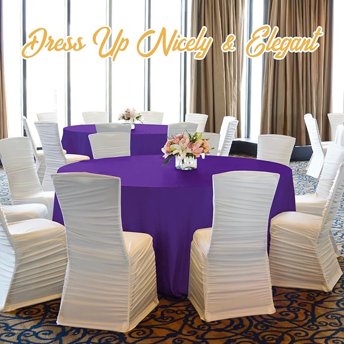 BRILLMAX 8 Pack Purple Round Tablecloths 90 Inch - Circle Bulk Linen Polyester Fabric Washable Table Cloth Cover for Wedding Reception Banquet Birthday Party Buffet Restaurant