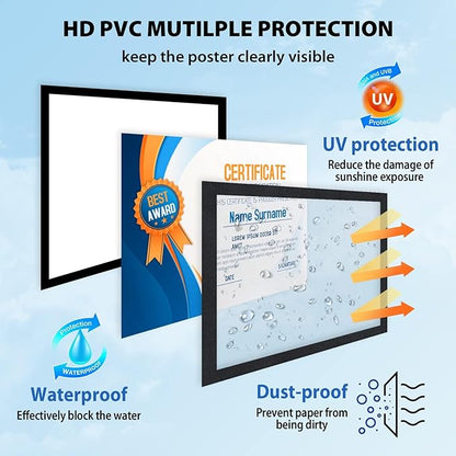 8.5"x 11" Self Adhesive Magnetic Sign Holder, Double Sided Window Magnetic Display Frame with Clear PVC and Strong Magnetic for Office,Home,Store,Door,Glass,Wall Display Frame(Black,20Pack)