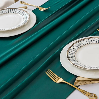 12Pack 9ft Chiffon Table Runner 14x108 Inch Sheer Romantic Table Runner for Wedding Birthday Party Bridal Shower Outdoor Decoration-Hunter