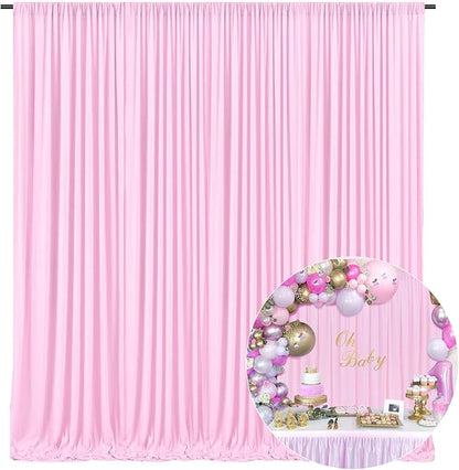 10 x 10 Feet Light Pink Backdrop Curtain for Partie, Background Curtains for Photoshoot, Birthday, Wedding, Halloween, Thanksgiving, Christmas Day, New Year Party Decorations 5Ft x 10Ft, 2 Panels
