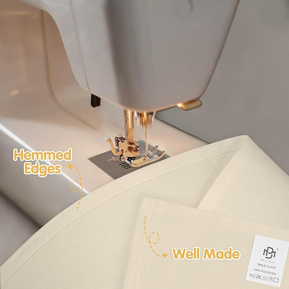 BRILLMAX 8 Pack Beige Tablecloths for 8 Foot Rectangle Tables 60 x 126 Inch - 8ft Rectangular Bulk Linen Polyester Fabric Washable Cloth Cover for Wedding Reception Banquet Birthday Party
