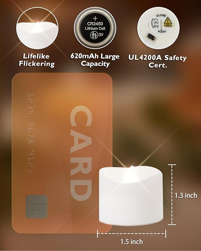 Homemory 12pcs Remote Timer LED Tea Lights Candles, 400+Hours Flickering Flameless Battery Votive Tealights for Tabletop Lighting, Centerpieces Decor, Holiday