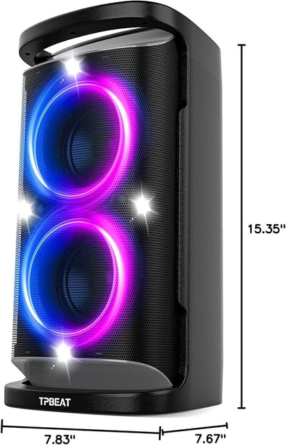 Portable Bluetooth Speaker: 160W Peak Powerful Loud Sound Deep Bass Wireless Boombox Large Subwoofer 15 Hours Battery Life Fast Charging