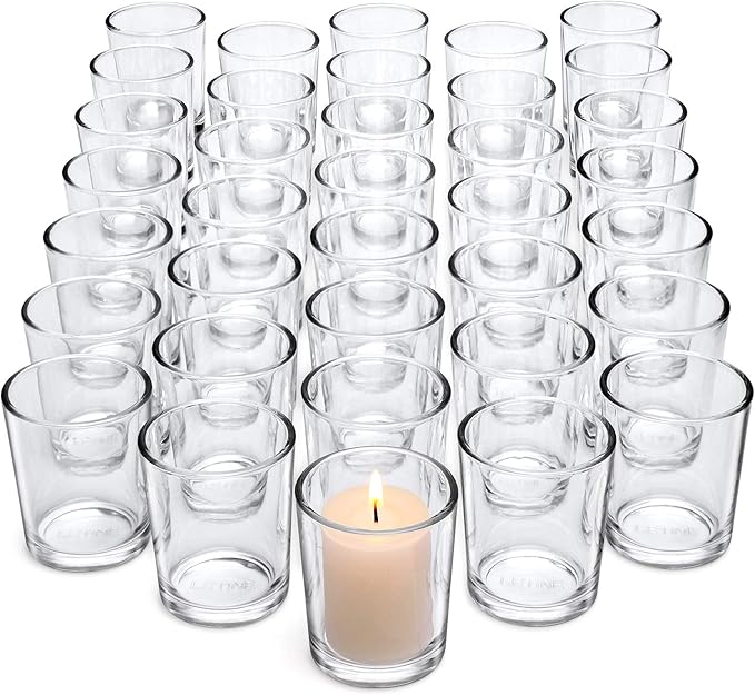 Letine 36-Pack Votive Candle Holders - Clear Glass Tea Light Holders - Glass Votive Candle Holder Bulk for Wedding Centerpieces/Home Table Decor/Propose/Christmas and Thanksgiving