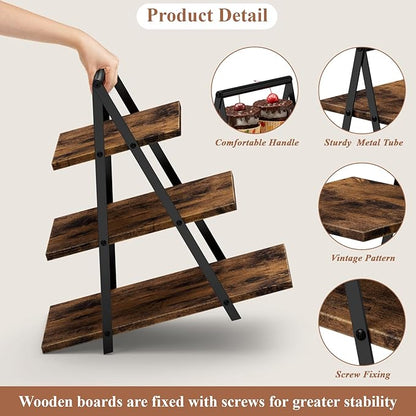 2 Pack Cupcake Stand 3 Tier Dessert Stand for 56 Cupcakes Dessert Table Display Set Wooden Cupcake Display Trays for Wedding,Birthday, Graduation, Party Decorations, Rustic Brown