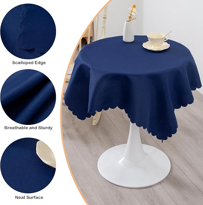 Square Navy Tablecloth 43 x 43 Inch Polyester Fabric Washable Table Cloth Decorative Wrinkle Resistant Solid Color Table Cover for Kitchen Dinning Party Wedding Camping