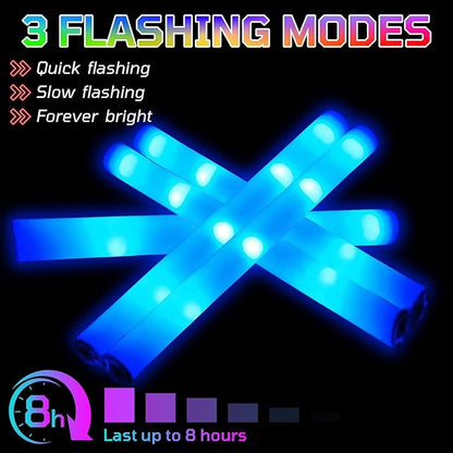 Foam Glow Sticks Bulk, 30 PCS Blue Light Up Foam Sticks 3 Modes, Glow Party Supplies for Wedding,Raves, Carnival, Concert, 4th of July, Halloween, Christmas, New Year