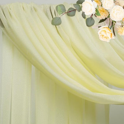 Wokceer Wedding Arch Draping Fabric 28.7" x 20FT Beige Sheer Drapes Backdrop for Wedding Ceremony, Birthday Party, Bridal Shower Decoration