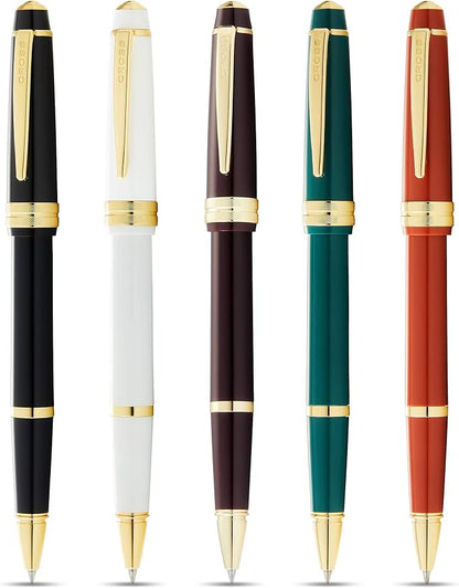 Cross Bailey Light Refillable Rollerball Pen Presented in a Everyday Gift Box - Medium Point, Black Ink, Polished Amber
