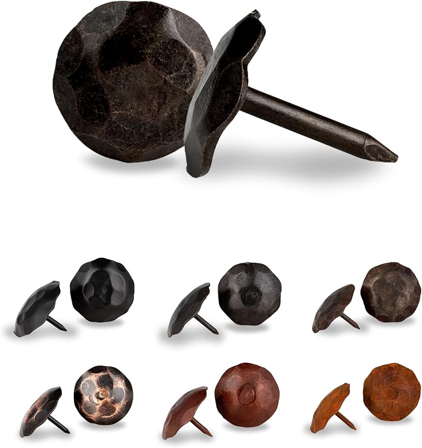 50 Pack 0.75" Round Head Iron Clavos Decorative Nails – Sealed Unfinished – Handmade Rustic Round Fasteners for Farmhouse Shutters, Faux Wood, Barn Doors, Shutters, Gates – Ornamental Wood Accent