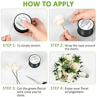 Floral Wire, 110 Yards 22 Gauge Green Florist Wires, Flexible Green Wire Paddle Wires for Crafts, Christmas Wreaths Tree, Garland and Floral Flower Arrangements