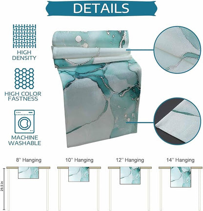 Turquoise Marble Cotton Linen Table Runner for Dining Kitchen, Wedding Outdoor Party Tablerunners Decoration, Nature Marble Crack Country Retro Dresser Scarf Coffee Tablecloth Runners 13x120 Inches