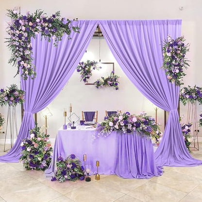 AK TRADING CO. 10 feet x 10 feet Polyester Backdrop Drapes Curtains Panels with Rod Pockets - Wedding Ceremony Party Home Window Decorations - Lavender
