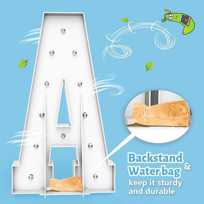 4FT Marquee Light Up Letters B,Party Decoration Large Marquee Light Up Letters with Weighted Water Bag,Pre-cut Foam Board Set Can Be Used for Birthdays,Weddings,Baby Anniversaries