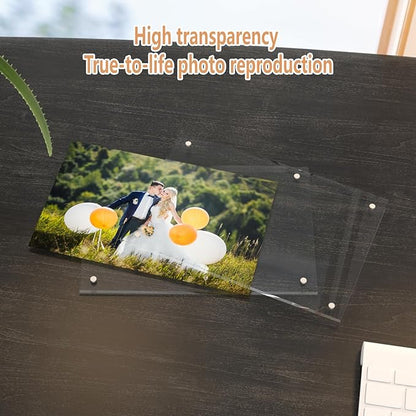 HELPLEX Picture Frames, 6 Pack 8x10 inch Acrylic Picture Frame Clear 8 x 10 Photo Frames Magnetic Picture Frames Ready for Tabletop Display, Effectively Protect Photos from Fading and Yellowing