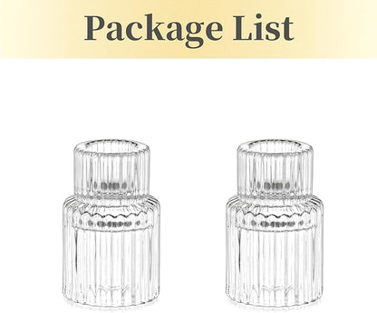 Candle Holder Glass Candlestick Holders: Hewory 2PCS Clear Taper Candle Holders Bulk for Table Centerpiece, Glass Candle Holder Candle Stick Holder Decor for Christmas Wedding Party Bridal Showers