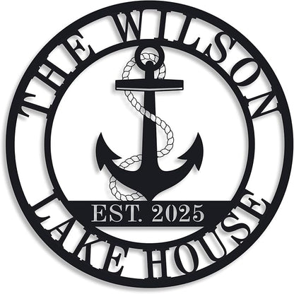 Personalized Lake House Decor, Custom Nautical Wall Decor, Nautical Decor for Home, Outdoor Metal Lake House Signs