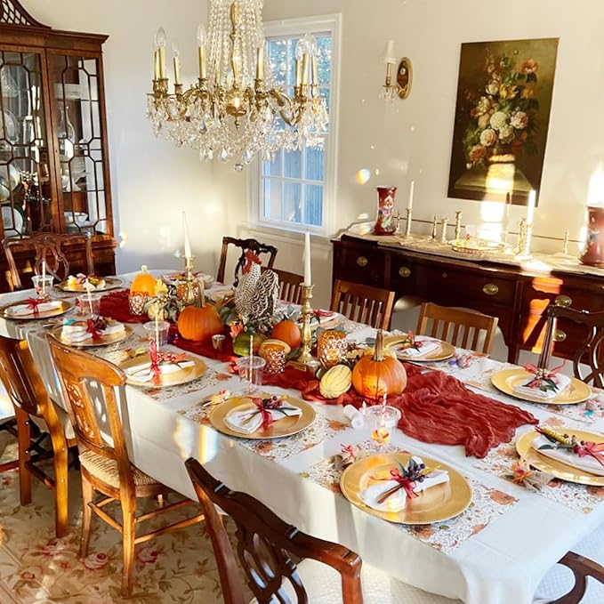 6 Pack Fall Table Runner Terracotta Cheesecloth Table Runner 10ft, Rustic Sheer Burnt Orange Gauze Cheese Cloth for Boho Wedding Decor Baby Shower Thanksgiving Table Decor