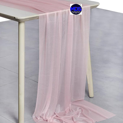 MDS 5 Pack 10ft Chiffon Table Runner 29 x 120 Inches Sheer Wedding Runner Romantic Rustic Table Runner for Wedding Decorations, Birthday Parties, Bridal Shower Party Arch Decor - Blush Pink