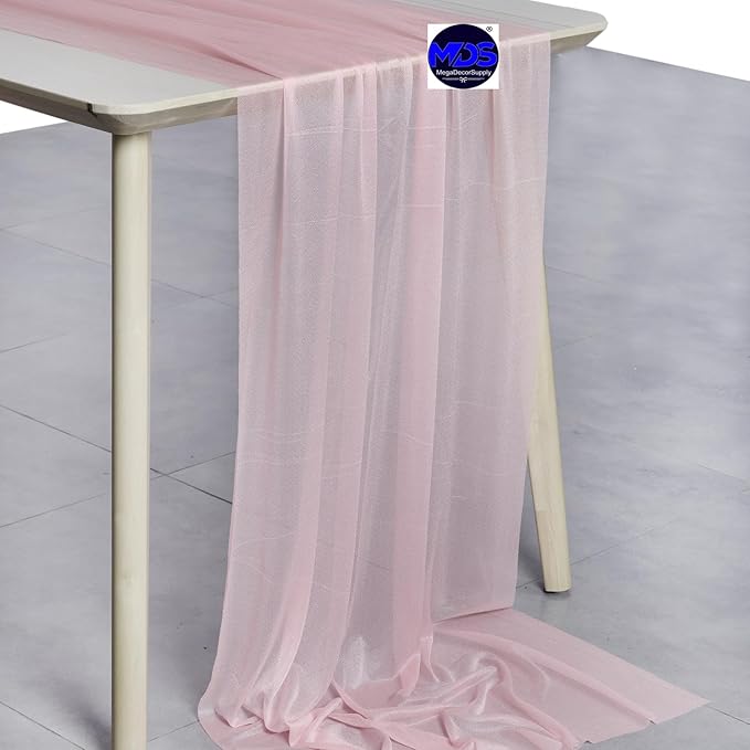 MDS Halloween Chiffon Table Runner - 25 Pack, 29 x 120 Inches, 10ft Each - Sheer Spooky Table Runners for Haunted House Parties, Trick-or-Treat Tables, Witchy Décor, Wedding & Events - Blush Pink