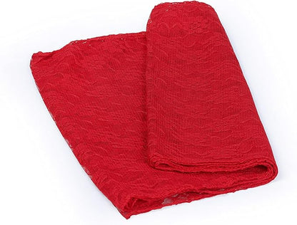 MDS Pack of 25 Wedding 12 x 108 inches Lace Table Runner for Wedding, Decorations for Birthday Parties, Banquets, Graduations, Engagements, and Runners fit Rectangle, Round Table- Red