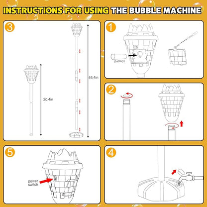 Bubble Machine for Kids, Garden Lamp Bubble Toy with Colorful Lighting and Music for Toddlers, Rechargable Bubbles Blower Maker Outdoor Toys for Wedding Birthday Christmas Party