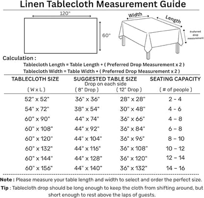 Solino Home Linen Tablecloth 60 x 120 Inch - 100% Pure Linen Oil Green Table Cloth for Rectangle Tables - Fete, Machine Washable Tablecloth for Fall, Autumn, Thanksgiving, Christmas