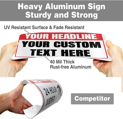 Custom Signs Outdoor Metal - 12 x 8 Personalized Entrance Garden Hazard Parking Signs for Business, Rust-Proof .040 Aluminum (Personalized Headline)