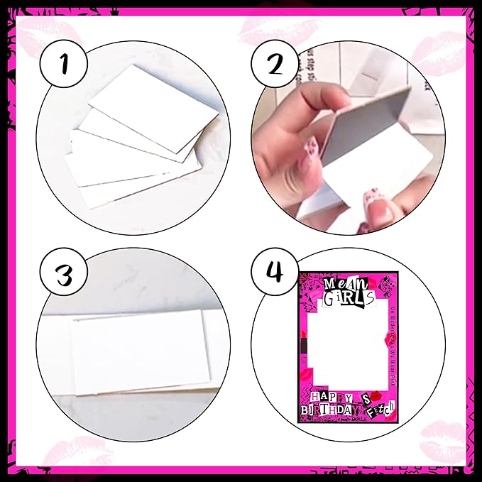 LaVenty Mean Girls Birthday Party Photo Booth Props Frame Mean Girls Party Decoration Y2k Birthday Party Decorations Hot Pink Girl Birthday Party Supplies