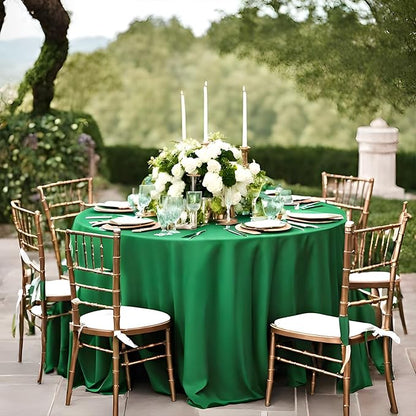 8 Pack Green Round Tablecloth 120 Inch Stain and Wrinkle Resistant Round Green Table Cloth Reusable and Washable Polyester Fabric Table Covers for Buffet Wedding Party and Banquet