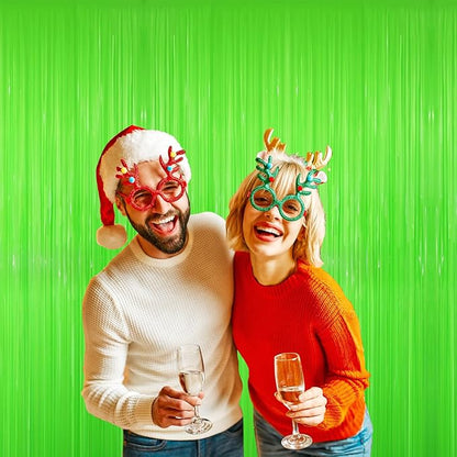 GOER 3.2 ft x 8.2 ft Party Backdrop Party Streamers for Birthday,Graduation,New Year Eve Decorations Wedding Decor(4 Packs,Candy Lime Green)