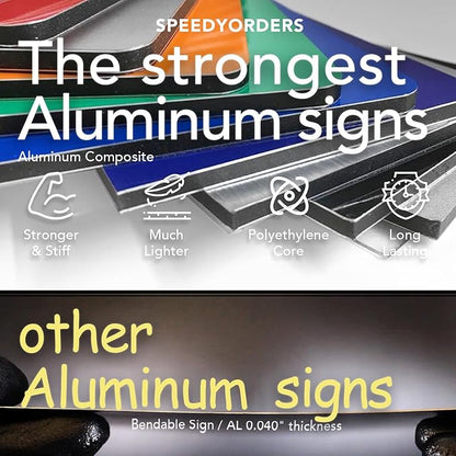 SPEEDYOOKS Custom Outdoor Metal Sign, Personalized Aluminum, Customized Safety, Business, Waterproof - White Aluminum (Red & White, 20x20 In)