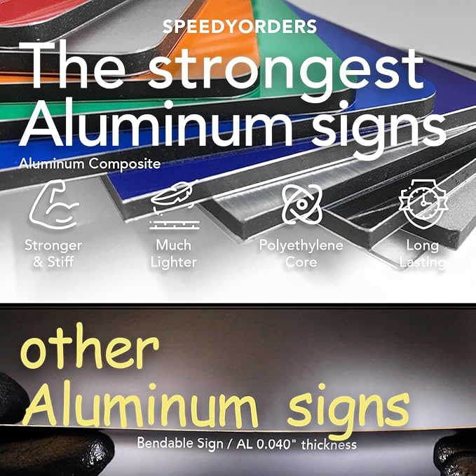 Custom Metal Business Signs, Personalized Aluminum Outdoor Signs, Waterproof, White (Black & Yellow, 14x10 In)