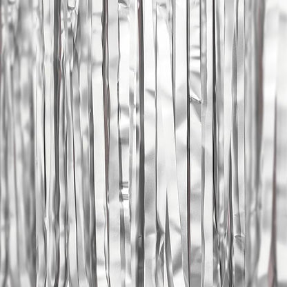 ParyWoo Silver Streamers 3pcs Tinsel Backdrop 8.2FT Metallic Tinsel Foil Fringe Streamer Curtains Party Photo Booth Backdrop for Graduation Baby Shower Bachelorette Wedding Disco Party Decorations