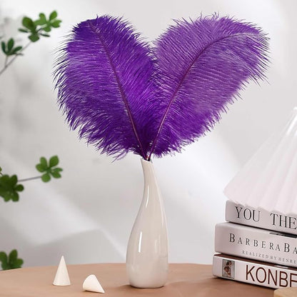 YAKRUNA 30PCS Purple Ostrich Feathers Bulk 12-14 Inches for Centerpieces for Wedding Birthday Gatsby Party, Decorative Plumes for Vase & Table & Christmas Tree Decor (30-35cm, Purple)