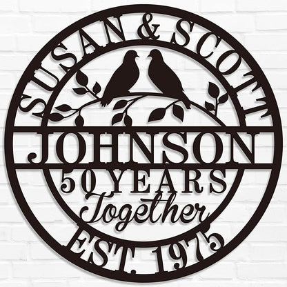 Personalized Wedding Anniversary Sign Gifts, Custom 50th 40th 65th 60th 25th 70th Anniversary Metal Sign, Wedding Gifts for Couples, Custom Name Sign, House Warming Gifts New Home
