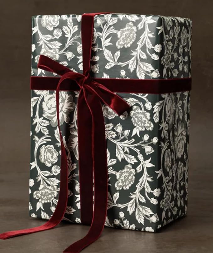 Burgundy Velvet Ribbon 5/8'' 25 Yards for Christmas Tree, Gift Wrapping, Flower Bouquet, Wreath Decorations, Bow Making