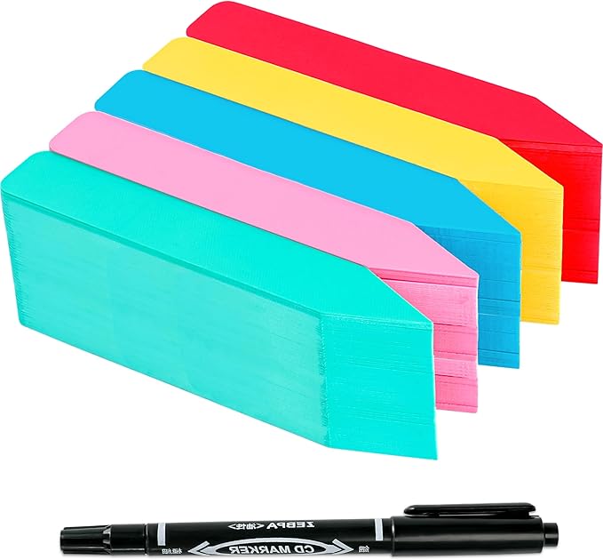 Plant Labels 500Pcs 4 Inch Plastic Plant Name Tags for Seedlings Garden Labels Markers Nursery Plant Tags Seed Labels for Outdoor Garden Plant Label Stakes with Permanet Marking Pen (Mix-Color)