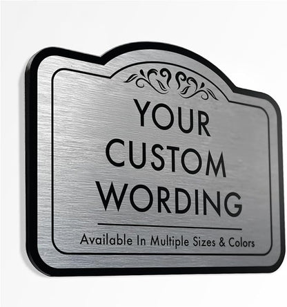 Custom Decorative Outdoor Metal Sign - Personalized Aluminum Driveway Sign, Waterproof, Made in USA - Design 1 Metallic Silver 24x18 In