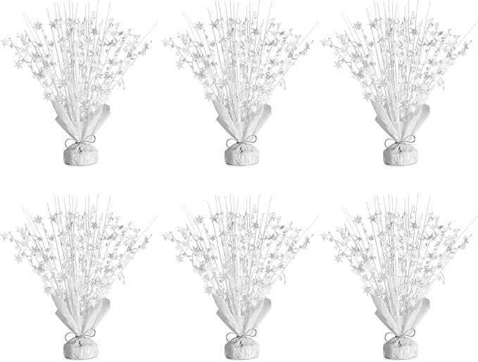 6 Pack Star Table Centerpieces for Party, Birthday Table Decorations for Kids Adults, Party Centerpieces for Tables for Wedding Baby Shower Graduation Holiday Event (White)
