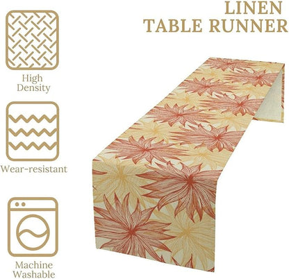 Autumn Chrysanthemum Table Runner, Vintage Modern Geometric Floral Boho Table Runner for Kitchen Dining Bedroom Living Room Table Decor for Indoor Outdoor Home Party, 13x70 Inch