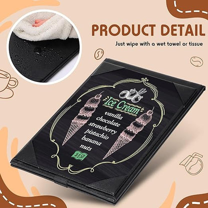 Gerrii Leatherette Table Tents Black PU Leather Menu Covers Bulk Double Sided Frame Sign Holders 2 Side Drink Dessert Menu Folders for Restaurant Coffee Cafe Bar Wedding Supplies(20 Pack,5 x 7 Inch)